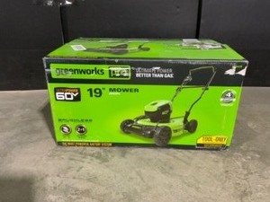 Greenworks PRO 19 in. 60V Battery Cordless 2-in-1 Walk-Behind Lawn Mower (Tool-Only). See Pictures