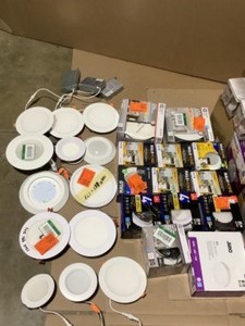 Various Brands & Sizes of Indoor LED & Regular Down Lights, Recessed Lights & Other Lighting Goods. Various Conditions. See Pictures