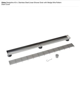 Oatey Designline 40 in. Stainless Steel Linear Shower Drain with Wedge Wire Pattern Drain Cover, Square Shower Drains & Drain Seals. Various Conditions. See Pictures