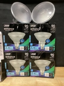 FEIT ELECTRIC 90-Watt LED Enhance Light Bulbs & Smart Wifi Outlet Plugs. See Pictures