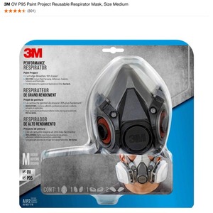3M OV P95 Paint Project Reusable Respirator Masks & 3M 9205 N95 Aura Particulate Disposable Respirator Foldable (3-Pack)s. See Pictures