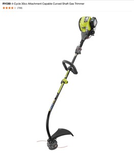 RYOBI 4-Cycle 30cc Attachment Capable Straight Shaft & Curved Shaft Gas Trimmers. Various Conditions. See Pictures