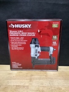 Husky Pneumatic 2-in-1 18 Gauge 2 in. Brad Nailer and 14 in. Narrow Crown Stapler with Fasteners (400-Count). See Pictures