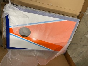 lot 1 image: Rec League 2 x 3 Cornhole Boards Damaged corner  not used customer return  see pictures