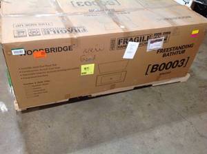 lot 20 image: American Standard Ovation 60 in. Left Drain Bathtub in Arctic White open box see Pic