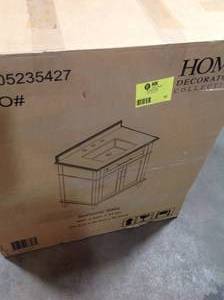 lot 22 image: Home Decorators Collection Sonoma 30 in. W x 22 in. D x 34.3 in. H Bath Vanity in Almond Lattel with White Carrara Marble Top open box see the Pic
