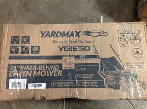 lot 32 image: YARDMAX 21 in. 170cc 3-in-1 Gas Walk Behind Push Lawn Mower with High Rear Wheels not Used