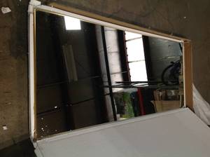 lot 37 image: 71 in. x 31.5 in. Modern Black Rectangle Framed Full Length Leaning Mirror  Wall Mirror Customer Returns see Pic