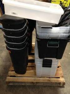 lot 42 image: Pallet With Mix Garbage Cans Storage Container and more Customer returns see Pic