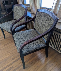 Pair of Lovely Upholstered and Wooden Frame Armchairs