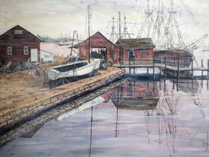 Scenic Harbor Painting by Gerald Nees