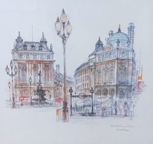 Pair of Framed Vintage Scenic Etching Prints