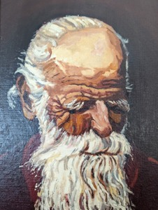 Small Oil Portrait Painting and Stand
