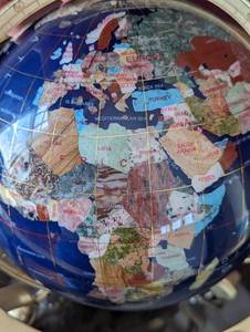 Tabletop Inlaid Stone Rotating Globe