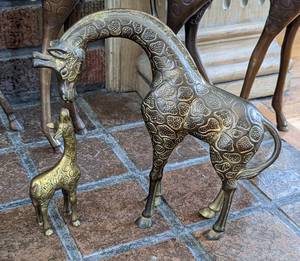 Grouping of Vintage Brass Giraffe Figurines