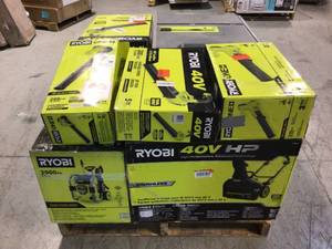 Pallet of Mixed Ryobi Power Itemns Various Models and Conditions See Pictures