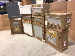 Pallet of Mixed Kitchen Cabinets Various Models Sizes and Conditions See Pictures