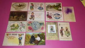 (13)  antique postcards. 1908 - 1914. Great