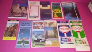 Vintage North Dakota and South Dakota Road Maps.