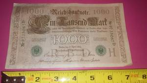 German Bank Note 1000 Mark April 21, 1910