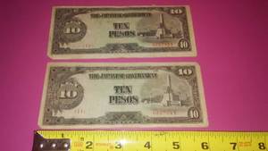 WWII (2) 10 Peso Bills