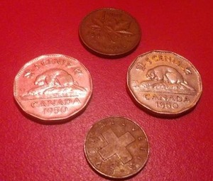 Canada (2) 1950 5 Cent, (1) 1944 Penny plus Random coin 1963