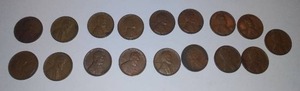 (17) 1942 Copper Pennies
