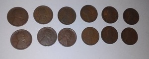 (12) 1916-1917 Copper Penny