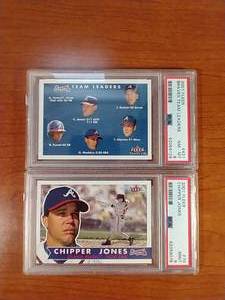 2 Graded 2001 Fleer Chipper Jones Cards - PSA8