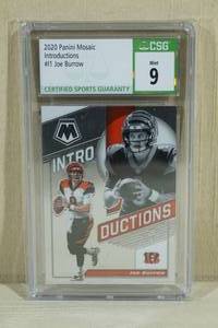 lot 2 image: 2020 Panini Mosaic Introductions Joe Burrow #I1 - CSG 9 Mint