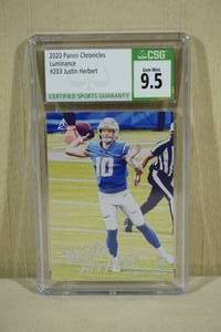 lot 4 image: 2020 Panini Chronicles Luminance Justin Herbert #203 - CSG 9.5 Gem Mint