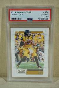 lot 9 image: 2019 Panini Score Drew Lock #334 - PSA 10 Gem Mint
