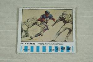 lot 71 image: 1968 Standard Oil Winners Circle Game Card Half - Gale Sayers