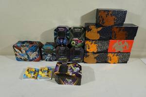 lot 157 image: Empty Pokemon Card Boxes and Tins