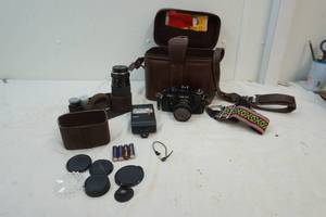 Yashica camera, accessories, case