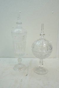 press glass lidded candy dishes