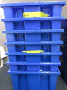 lot 194 image: 6 Blue Plastic Storage Bins 12Wx18L...