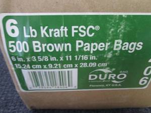 lot 199 image: 500 ct pk - 6 lb Kraft Bags Lunch B...