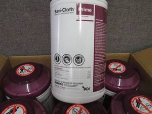 lot 369 image: Case of 6 -70ct Canisters Sani-Clot...