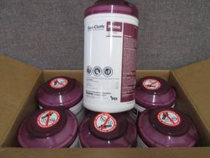 lot 374 image: Case of 6 -70ct Canisters Sani-Clot...