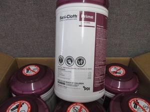 lot 375 image: Case of 6 -70ct Canisters Sani-Clot...