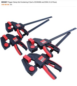 (2) BESSEY Trigger Clamp Set Containing 2 Each of EHKM06 and EHKL12 (4-Piece). See Pictures