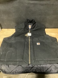 Carhartt Mens X-Large Black Cotton Duck Vest Arctic Quilt Lined. See Pictures