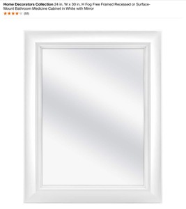 HDC 24 in. W x 30 in. H Fog Free Framed Recessed or Surface-Mount Bathroom Medicine Cabinet in White & Pegasus 23-12 in. W x 29 in. H Framed in Black. See Pictures