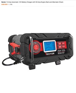 Vector 15 Amp Automatic 12V Battery Charger with 50 Amp Engine Start and Alternator Check. See Pictures