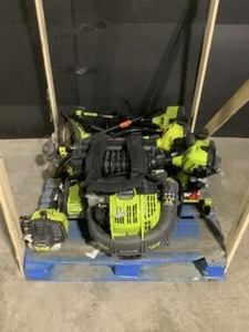 Pallet of RYOBI 2-Cycle Gas Trimmers & Gas Backpack Blower. Various Conditions. See Pictures