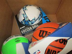2 soccer balls and a basketball ...