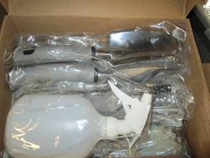box of gardening tools, ring light ...