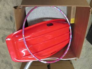 big box of toys and a sled ...