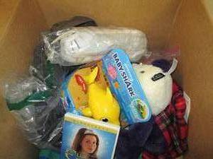 box of stuffed animals and more ...